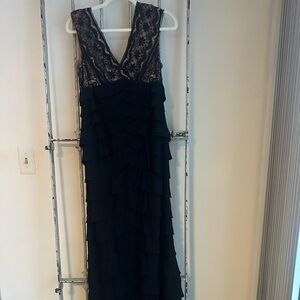 Black ruffle layered Adrianna Papell gown